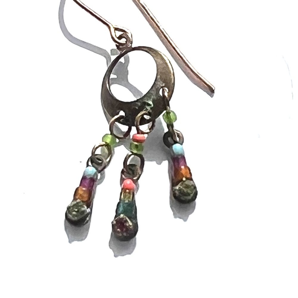 Artisan Multicolor Bohemian Beaded Dangle Earrings - Picture 6 of 7